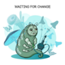 Blue Caterpillar Waiting For Change Sticker 