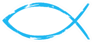 Blue Christian Fish Icon Sticker