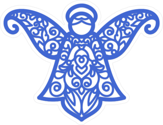 Blue Christmas Angel Spiral Pattern Sticker