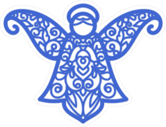 Blue Christmas Angel Spiral Pattern Sticker