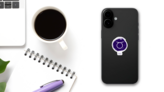 Blue Circle Taurus Zodiac Sticker on a Phone (New) example