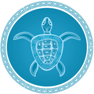 Blue CircleTurtle Sticker