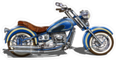 Blue Classic Vintage Motorcycle Sticker