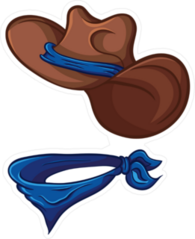Blue Cowboy Hat and Bandana Sticker