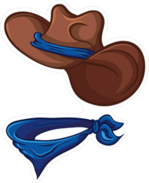Blue Cowboy Hat and Bandana Sticker