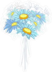 Blue Daisies Bouquet Illustration Sticker