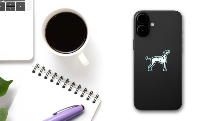 Blue Dalmatian Icon Sticker on a Phone (New) example