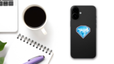 Blue Diamond Sticker on a Phone (New) example