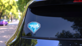 Blue Diamond Sticker on a Rear Car Window (New) example
