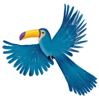 Blue Digital Acrylic Toucan Sticker