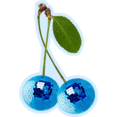 Blue Disco Cherries Sticker