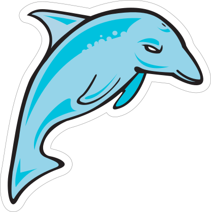 Blue Dolphin Mascot Sticker