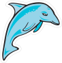 Blue Dolphin Mascot Sticker