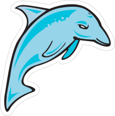 Blue Dolphin Mascot Sticker
