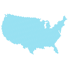 Blue Dots Map of the United States of America Sticker