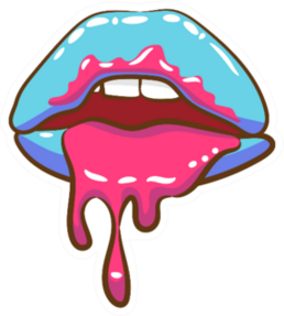 Blue Dripping Lips Sticker