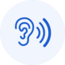 Blue Ear Icon On Blue Background Sticker