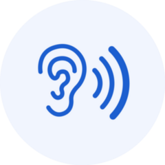 Blue Ear Icon On Blue Background Sticker