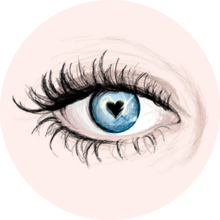 Blue Eye With Pupil Like Heart Sketch Sticker