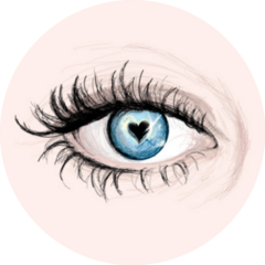 Blue Eye With Pupil Like Heart Sketch Sticker
