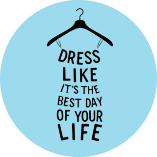 Blue Fashion Dress Made From Quote Sticker