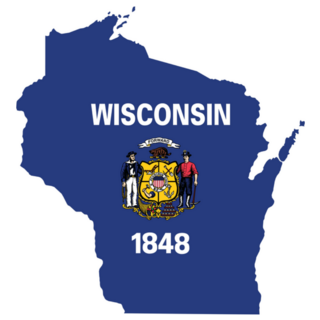 Blue Flat Flag Map Of Wisconsin Sticker