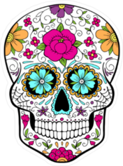 Blue Flower Eyes Sugar Skull Sticker