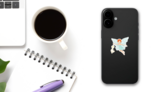 Blue Flying Fairy Sticker on a Phone (New) example