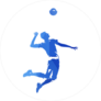 Blue Geometric Volleyball Player Serving Ball Sticker
