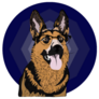 Blue German Shepherd Circle Sticker