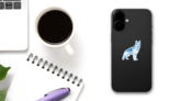 Blue German Shepherd Sticker on a Phone (New) example