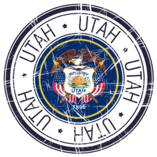 Blue Great State Of Utah Postal Rubber Sticker