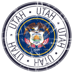 Blue Great State Of Utah Postal Rubber Sticker