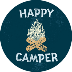 Blue-green Happy Camper Campfire Sticker