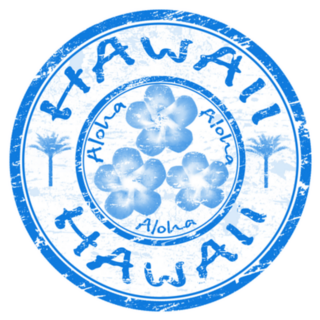 Blue Grunge Rubber Stamp Hawaii Sticker