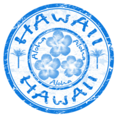 Blue Grunge Rubber Stamp Hawaii Sticker