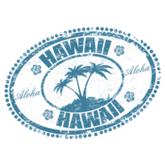 Blue Grunge Rubber Stamp Oval Hawaii Sticker