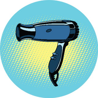 Blue Hairdryer On Blue Pop Art Retro Illustration Sticker