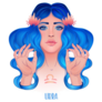 Blue Haired Illustration Of Libra Astrological Sticker