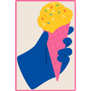 Blue Hand Holding Ice Cream Sticker