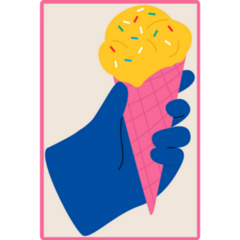 Blue Hand Holding Ice Cream Sticker