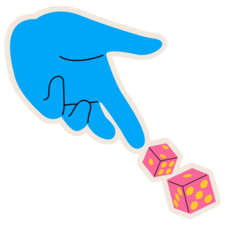 Blue Hand Throws Dice Sticker 