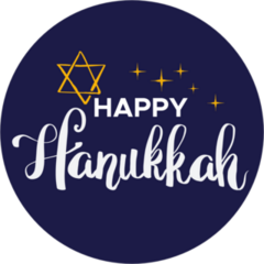 Blue Happy Hanukkah Circle Sticker