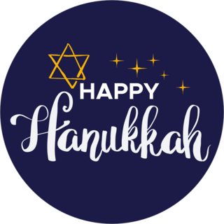 Blue Happy Hanukkah Circle Sticker
