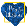 Blue Heart In Yellow Square Pray For Ukraine Sticker