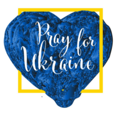 Blue Heart In Yellow Square Pray For Ukraine Sticker