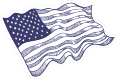 Blue Ink USA Flag Sketch Sticker