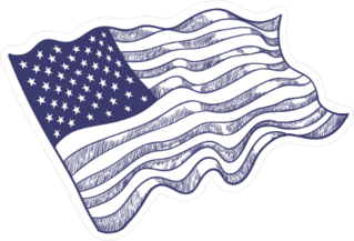 Blue Ink USA Flag Sketch Sticker