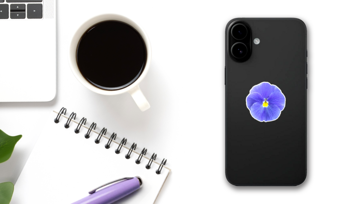 Blue Lilac Pansie Flower Isolated Sticker on a Phone (New) example