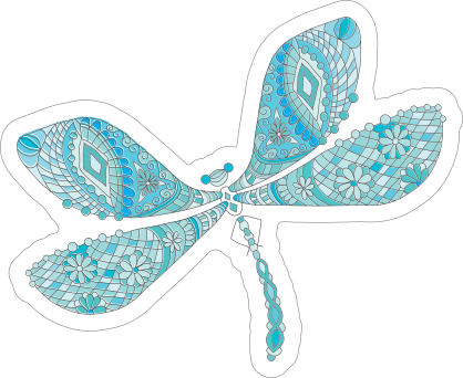 Blue Line Art Dragonfly Sticker
